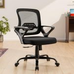 Green Soul Pebble Office Chair, Mid Back Mesh Ergonomic Home Office Desk Chair With Comfortable & Spacious Seat, Tilt Lock Mechanism & Heavy Duty Metal Base (Black)