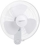 Amazonbasics High Speed 55 Watt Wall Fan For Cooling With Automatic Oscillation (400 Mm), White