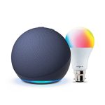 Amazon Echo Dot (5Th Gen, Blue) Combo With Wipro 9W Led Smart Color Bulb